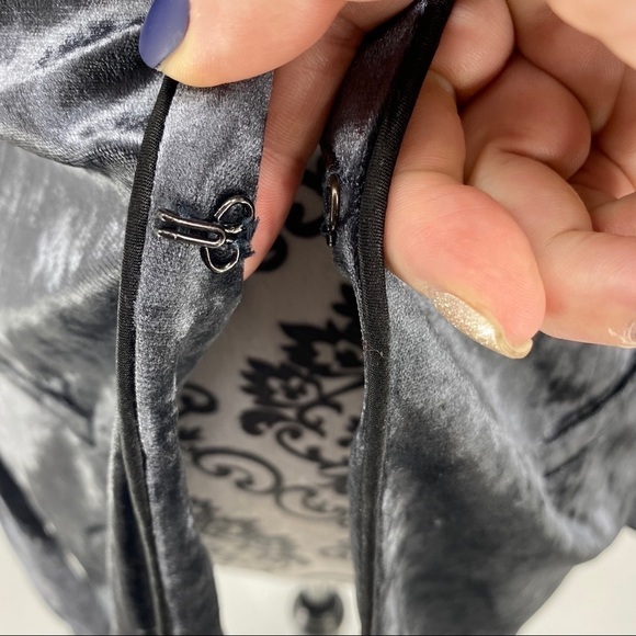 J.O.A. Crushed Velvet Blazer dark charcoal shawl collar shiny soft layering - Picture 10 of 15